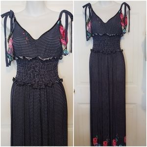 Maxi dress polka dot flowers border SALE